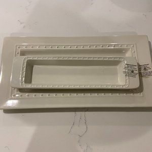 Nora Fleming pearl dot set of two rectangular platters